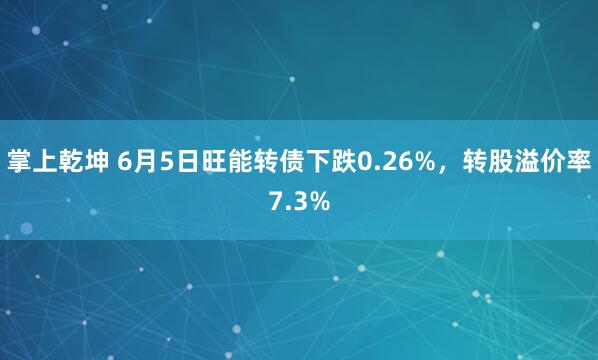 掌上乾坤 6月5日旺能转债下跌0.26%，转股溢价率7.3%