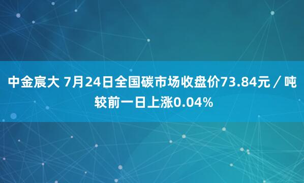中金宸大 7月24日全国碳市场收盘价73.84元／吨 较前一日上涨0.04%