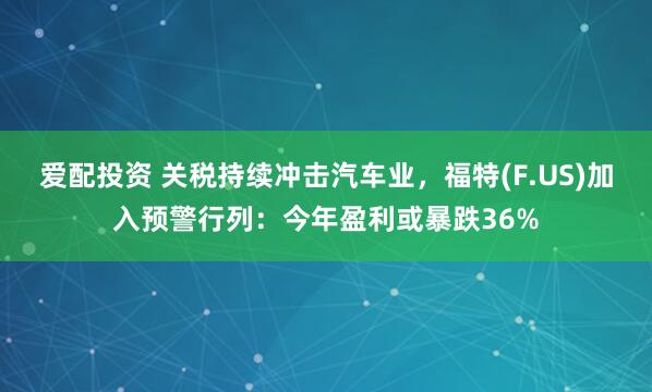 爱配投资 关税持续冲击汽车业，福特(F.US)加入预警行列：今年盈利或暴跌36%