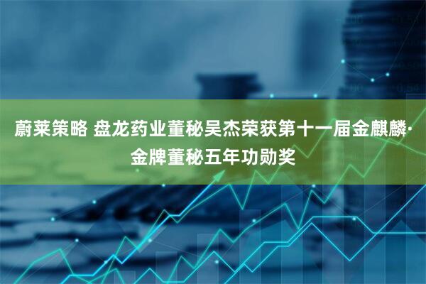 蔚莱策略 盘龙药业董秘吴杰荣获第十一届金麒麟·金牌董秘五年功勋奖