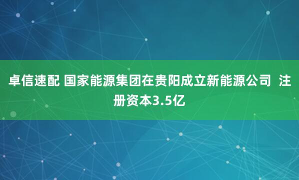 卓信速配 国家能源集团在贵阳成立新能源公司  注册资本3.5亿
